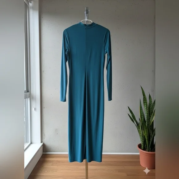 Fashion Nova Emerie Draped Midi Dress - Teal Size 1X (EUC) - Picture 6 of 11